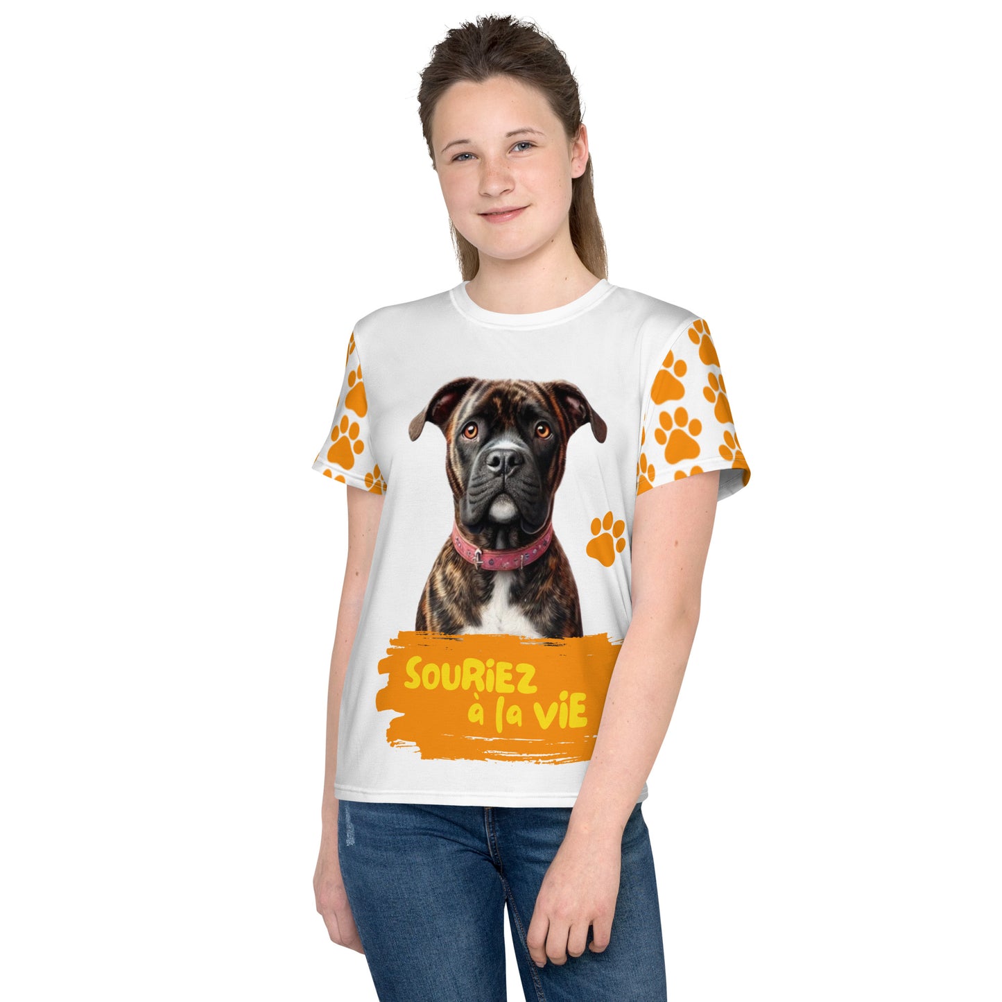 T-shirt enfant et ados 'Souriez à la vie' avec Lenox la mascotte de Souriez à la vie Miss Didine